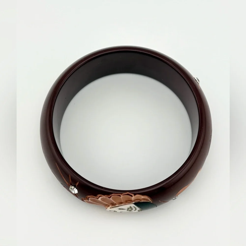 Vintage Bakelite Eggplant Galalith Bangle 
Pierrot Design Art Deco French - Picture 7 of 8